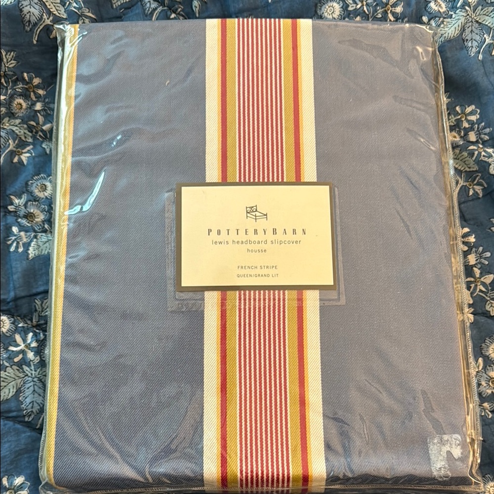 Pottery Barn French Stripe Lewis Headboard Slipcover